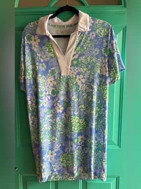 EUC Lilly Pulitzer UPF 50+ Alden Dress 
Sunwashed Blue Plumes In Bloom small